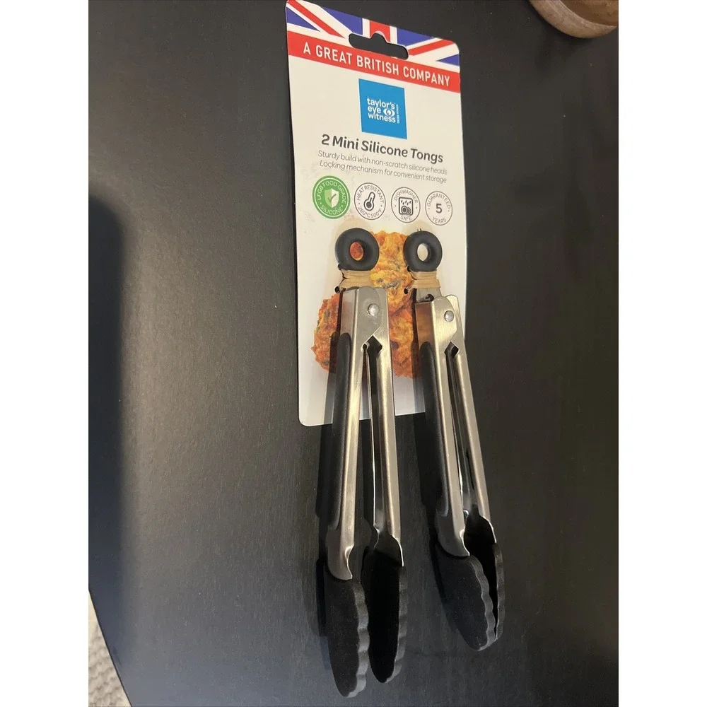 Taylors Eye Witness Set Of 2 Mini Silicone Tongs Black